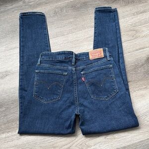 Levi's Women's Dark Blue Distressed Skinny Jeans